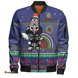 Amazing Aussie New Zealand Warriors Christmas Custom Ugly Xmas And Aboriginal Patterns For Die Hard Fan Bomber Jacket