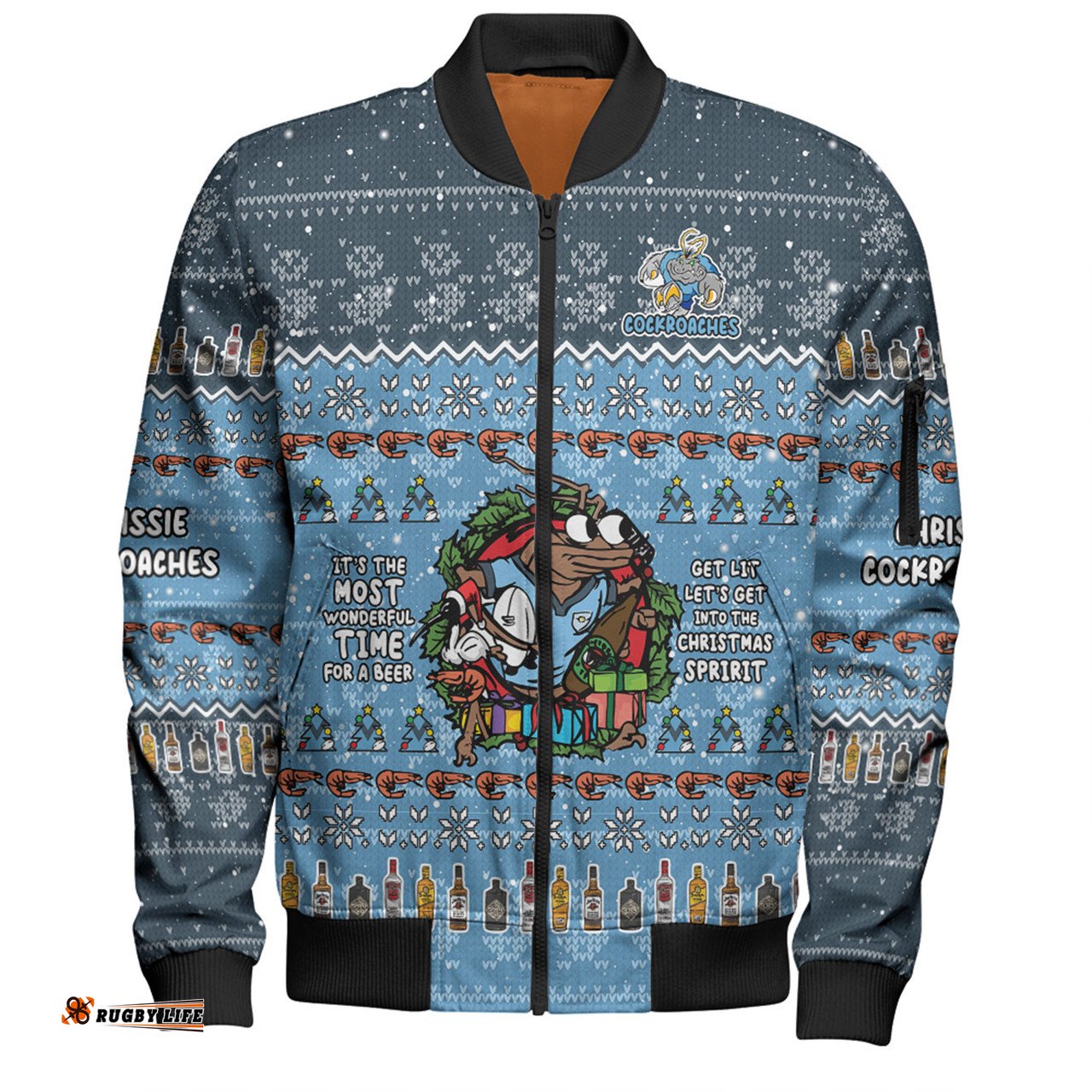 Amazing Aussie New South Wales Cockroaches Christmas Custom Chrissie Spirit Bomber Jacket