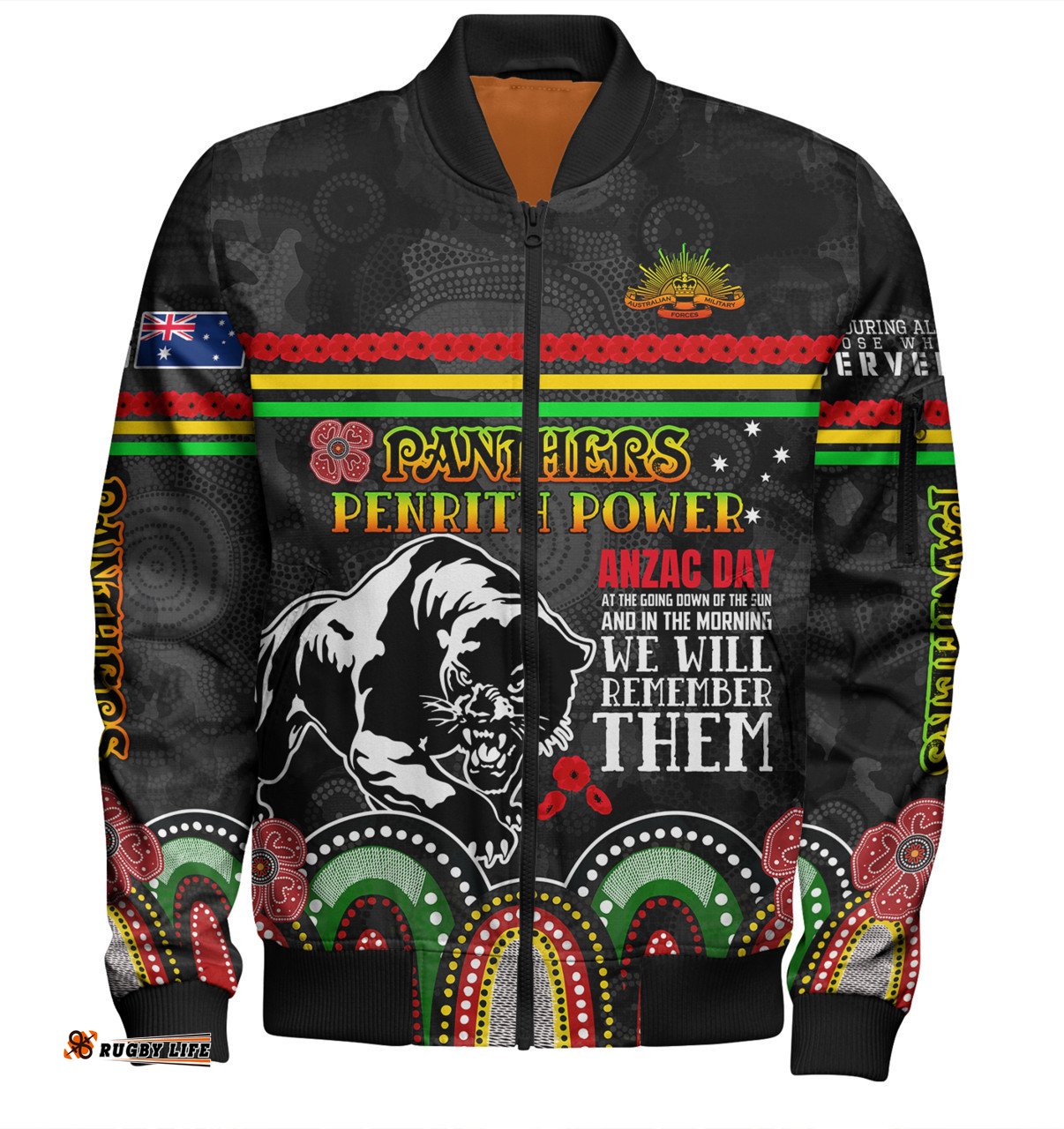 Amazing Aussie Penrith Panthers Anzac Custom Penrith Panthers Power Bomber Jacket