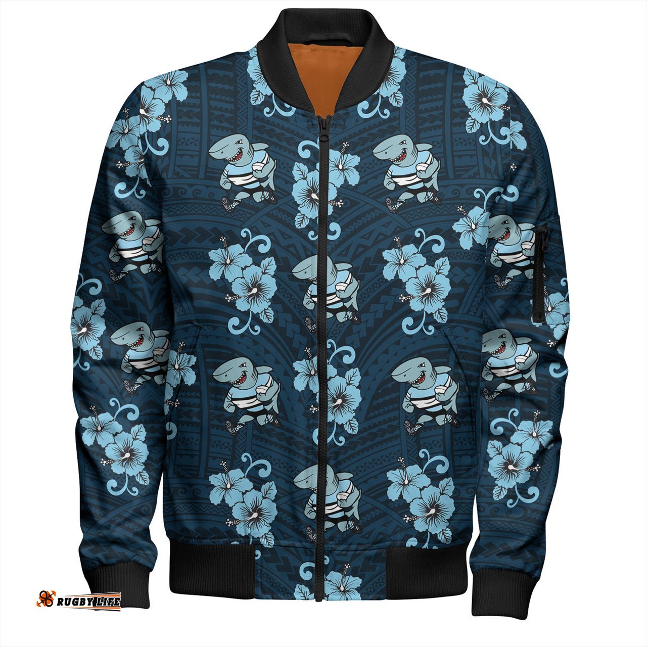 Amazing Aussie Cronulla Sutherland Sharks Sharkies With Maori Patterns Bomber Jacket