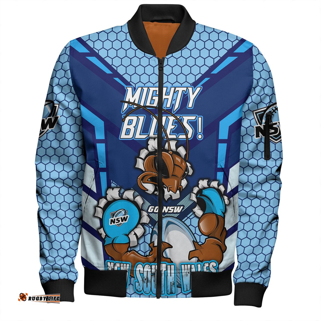 Amazing Aussie Cockroach Sport Custom Mighty Blues Bomber Jacket