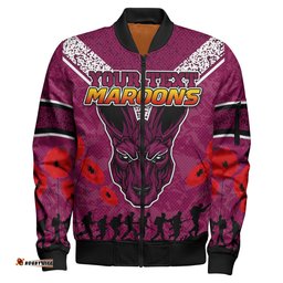 Amazing Aussie Maroons Rugby Custom Anzac Maroons Bomber Jacket