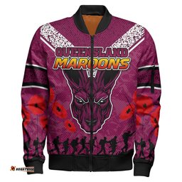 Amazing Aussie Maroons Rugby Custom Anzac Maroons Bomber Jacket