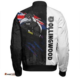 Amazing Aussie Collingwood Burning Passion Of Power Scratch Style Bomber Jacket