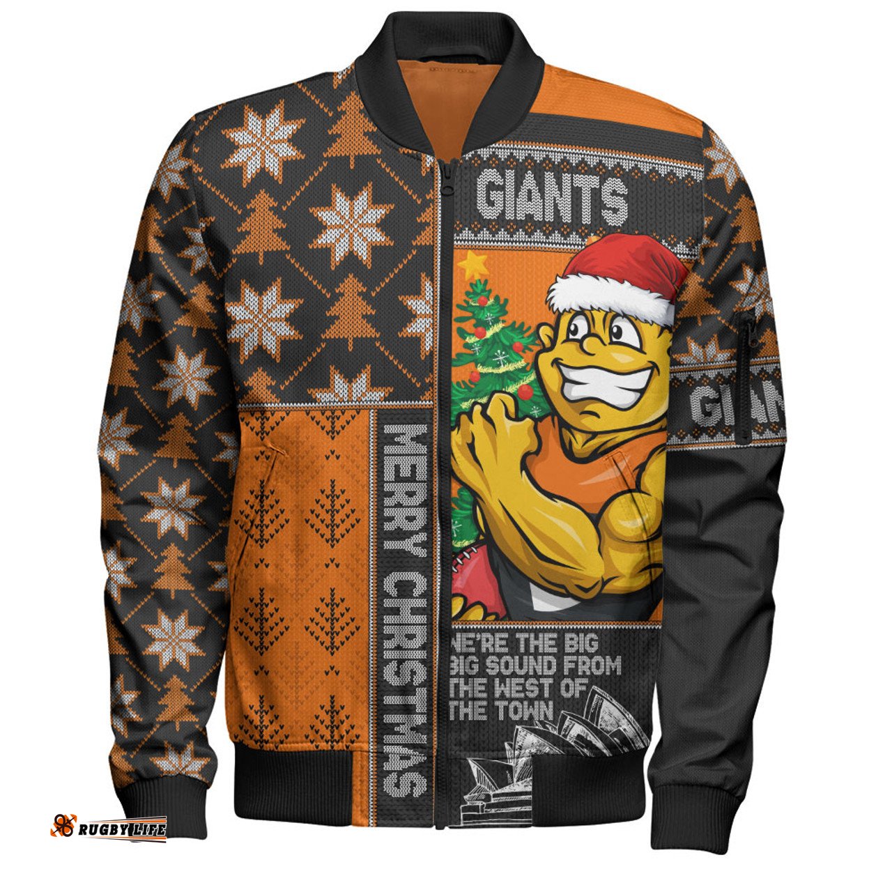 Amazing Aussie GWS GIANTS Merry Christmas Knit Style Festive Spirit Bomber Jacket