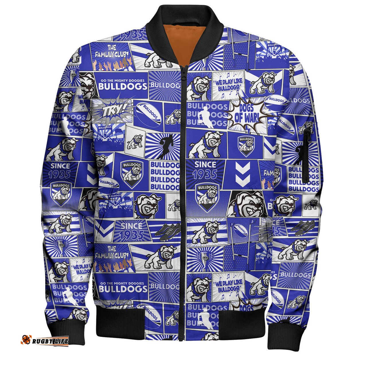 Amazing Aussie Canterbury Bankstown Bulldogs Team Of Us Die Hard Fan Supporters Comic Style Bomber Jacket
