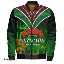 Amazing Aussie New Zealand Warriors Anzac Day Custom Anzac Day NZ Flag Traditional Maori Patterns Bomber Jacket