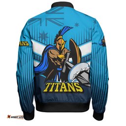 Amazing Aussie Gold Coast Titans Gold Coast Titans Mascot With Australia Flag Bomber Jacket