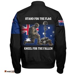 Amazing Aussie New Zealand Anzac Day Custom Stand For The Flag Kneel For The Fallen Bomber Jacket