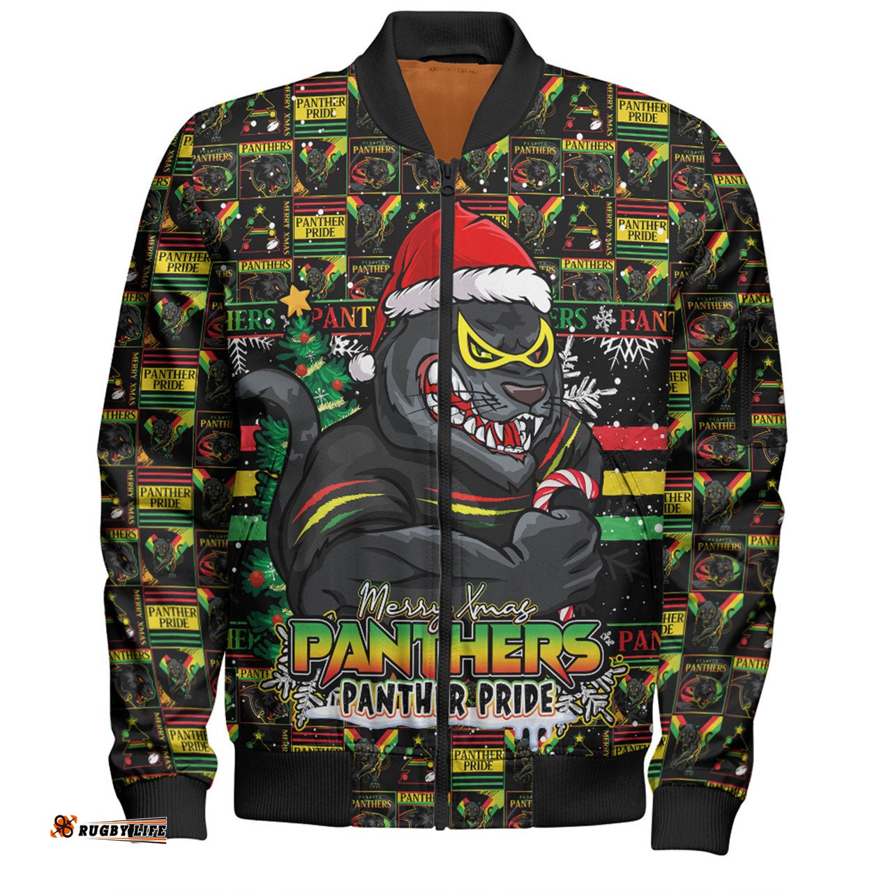 Amazing Aussie Penrith Panthers Merry Ugly Christmas Comic Style Bomber Jacket