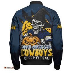 Amazing Aussie North Queensland Cowboys Dark Moon Rugby Halloween Battle Edition Bomber Jacket