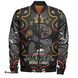 Amazing Aussie Penrith Panthers Aboriginal Pattern Inspired Victory Is Ours Bomber Jacket