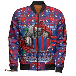 Amazing Aussie Newcastle Knights Merry Ugly Christmas Comic Style Bomber Jacket