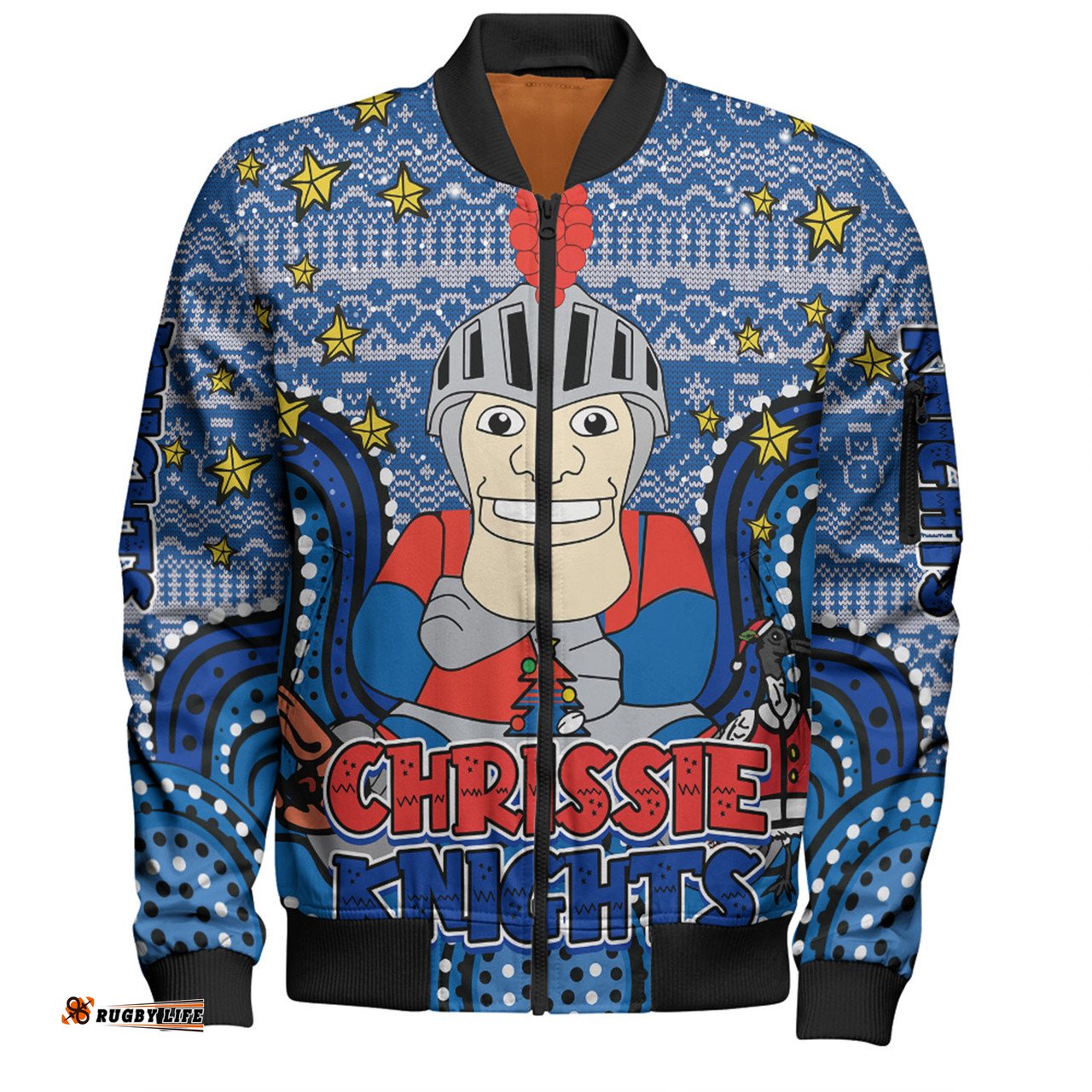 Amazing Aussie Newcastle Knights Christmas Custom Christmas Knit Patterns Vintage Jersey Ugly Bomber Jacket