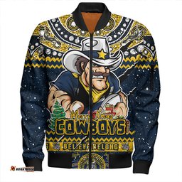 Amazing Aussie North Queensland Cowboys Aboriginal Xmas Special Ugly Christmas Style Bomber Jacket