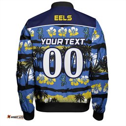 Amazing Aussie Parramatta Eels Sport Tropical Hibiscus and Coconut Trees Bomber Jacket