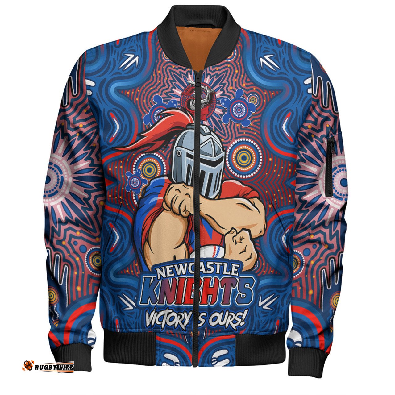Amazing Aussie Newcastle Knights Aboriginal Pattern Inspired Victory Is Ours Bomber Jacket