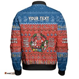 Amazing Aussie Newcastle Knights Christmas Custom Chrissie Spirit Bomber Jacket