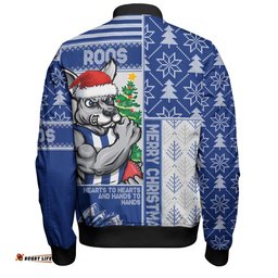 Amazing Aussie North Melbourne Merry Christmas Knit Style Festive Spirit Bomber Jacket