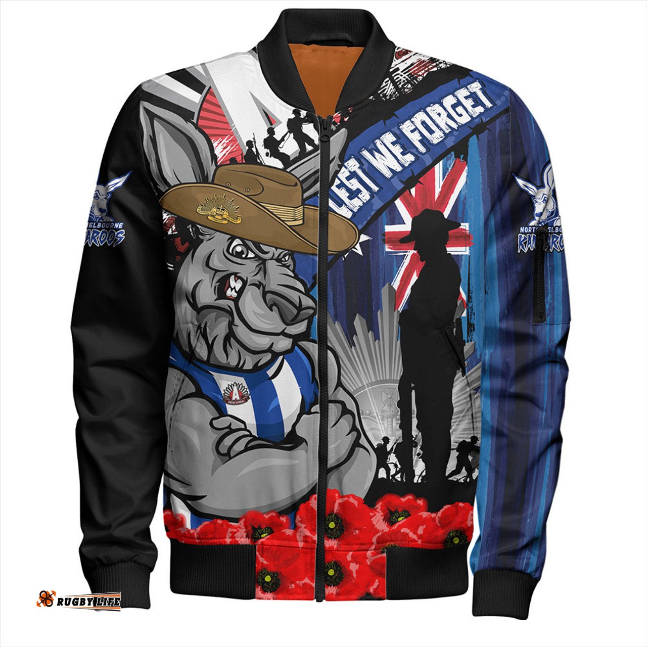 Amazing Aussie North Melbourne Anzac Day Honor United In Spirit Bomber Jacket