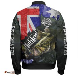 Amazing Aussie Australia Fishing Bad To The Bone Fishing Australia Flag Vintage Bomber Jacket