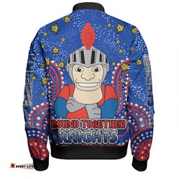 Amazing Aussie Newcastle Knights Custom Custom With Aboriginal Inspired Style Of Dot Painting Patterns  Bomber Jacket