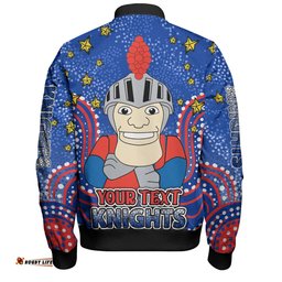 Amazing Aussie Newcastle Knights Custom Custom With Aboriginal Inspired Style Of Dot Painting Patterns  Bomber Jacket