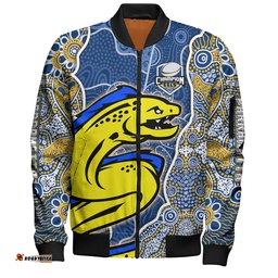 Amazing Aussie Parramatta Eels Grand Final Custom Custom Parramatta Eels With Contemporary Style Of Aboriginal Painting Bomber Jacket