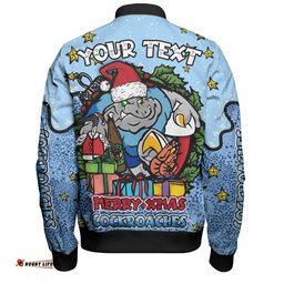 Amazing Aussie New South Wales Cockroaches Christmas Custom Merry Christmas Our Beloved Team With Aboriginal Dot Art Pattern Bomber Jacket