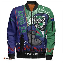 Amazing Aussie New Zealand Warriors Anzac Day Lest We Forget Strong Fighting Spirit Bomber Jacket