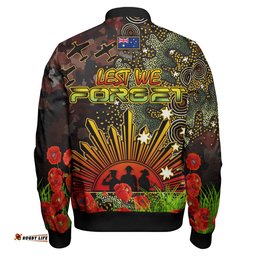 Amazing Aussie All Stars Rugby Custom Anzac All Stars with Remembrance Poppy and Indigenous Patterns Bomber Jacket