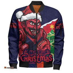 Amazing Aussie Melbourne Santa Scoring Touchdown On Christmas Game Day Bomber Jacket