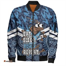 Amazing Aussie Cockroach Custom Tropical Patterns And Dot Painting Eat Sleep Repeat Bomber Jacket