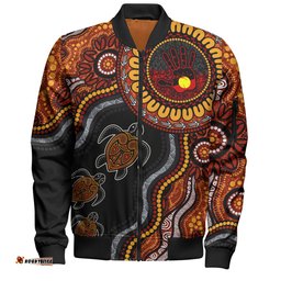 Amazing Aussie Indigenous Australian Aboriginal Hand Of The Land Heart Of The Sea Bomber Jacket