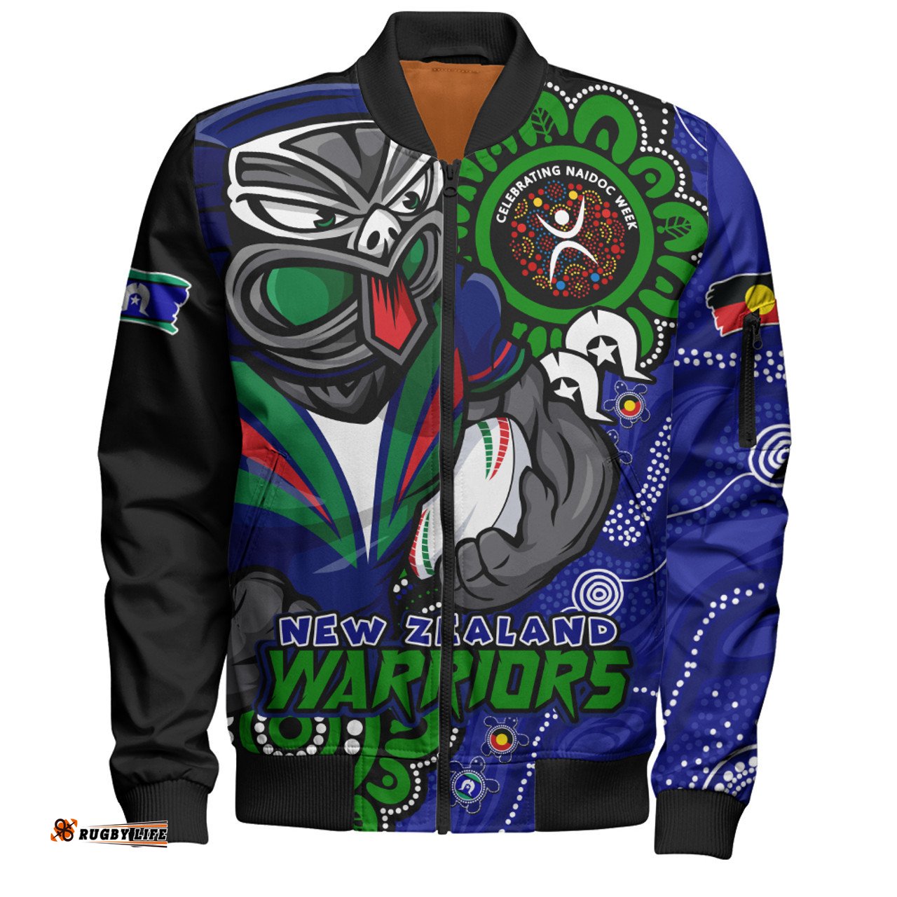 Amazing Aussie New Zealand Warriors Power Through Generations NAIDOC Edition Bomber Jacket