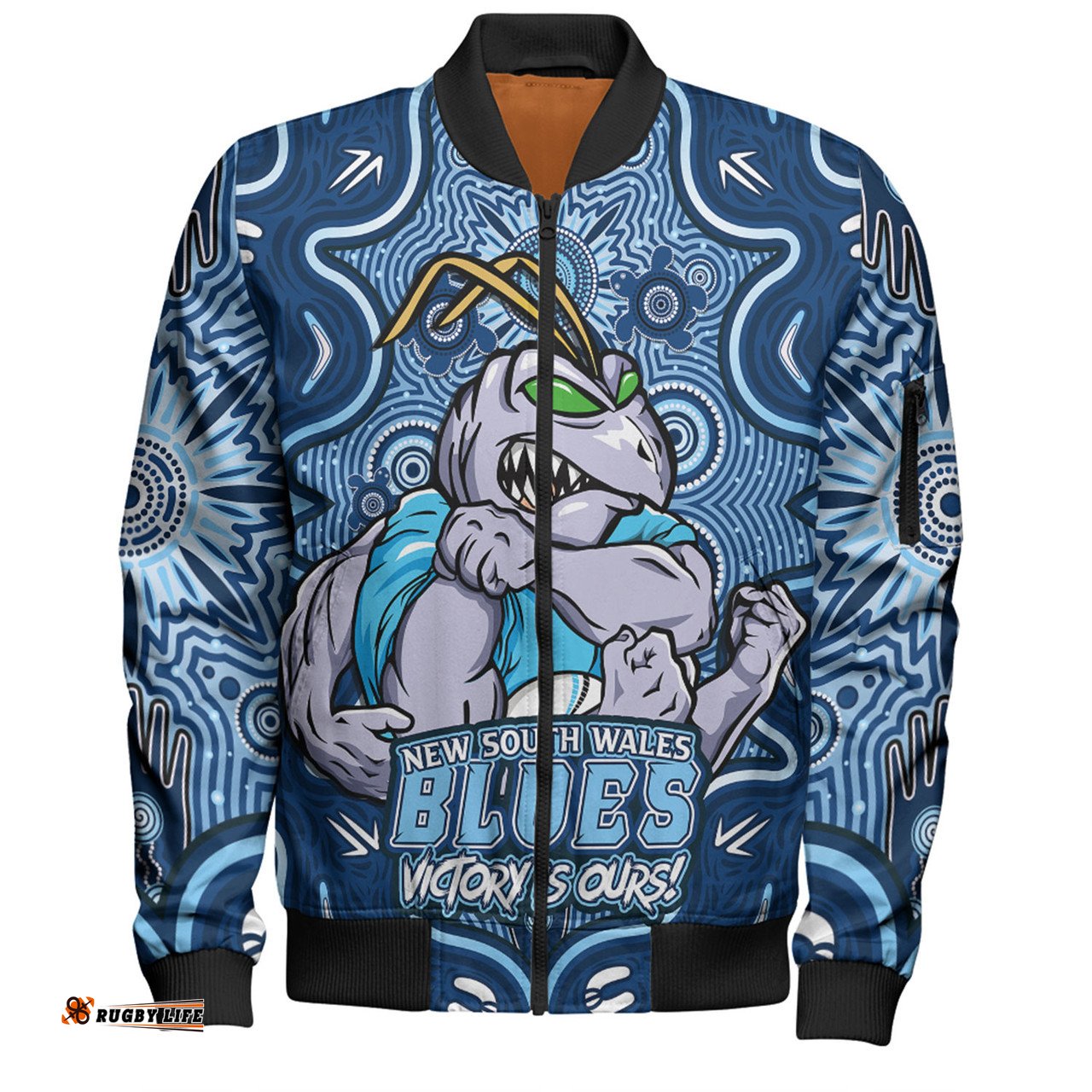 Amazing Aussie New South Wales Blues Aboriginal Pattern Inspired Victory Is Ours Bomber Jacket