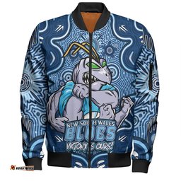 Amazing Aussie New South Wales Blues Aboriginal Pattern Inspired Victory Is Ours Bomber Jacket