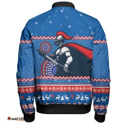 Amazing Aussie Newcastle Knights Christmas Custom Ugly Xmas And Aboriginal Patterns For Die Hard Fan Bomber Jacket