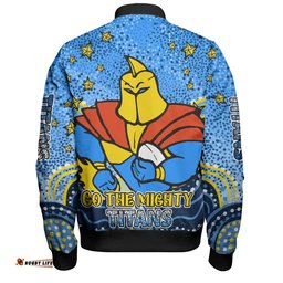 Amazing Aussie Gold Coast Titans Custom Custom With Aboriginal Inspired Style Of Dot Painting Patterns  Bomber Jacket
