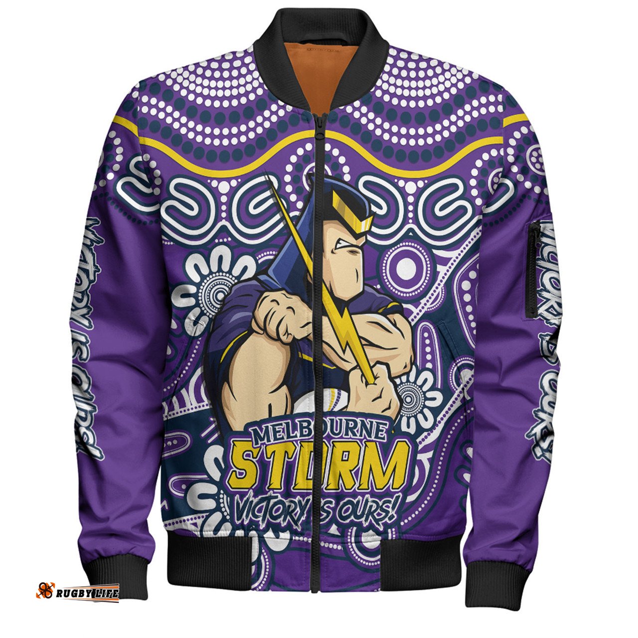 Amazing Aussie Melbourne Storm Aboriginal Inspired Tough Fan Rugby For Life Bomber Jacket