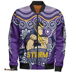 Amazing Aussie Melbourne Storm Aboriginal Inspired Tough Fan Rugby For Life Bomber Jacket