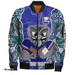 Amazing Aussie New Zealand Warriors Grand Final Custom Custom New Zealand Warriors With Contemporary Style Of Aboriginal Painting  Bomber Jacket