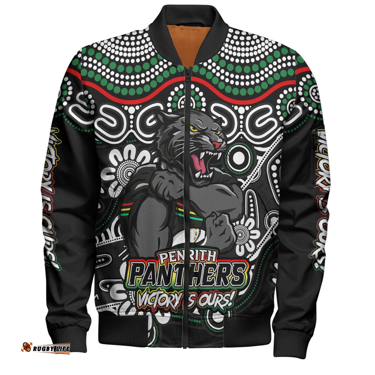 Amazing Aussie Penrith Panthers Aboriginal Inspired Tough Fan Rugby For Life Bomber Jacket