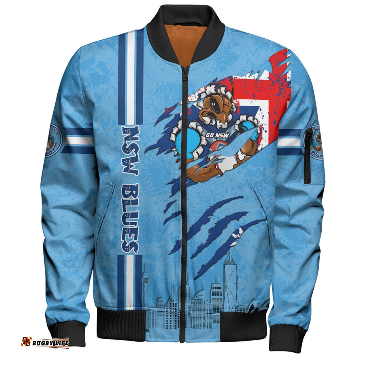 Amazing Aussie New South Wales Blues Happy Australia Day Flag Scratch Style Bomber Jacket