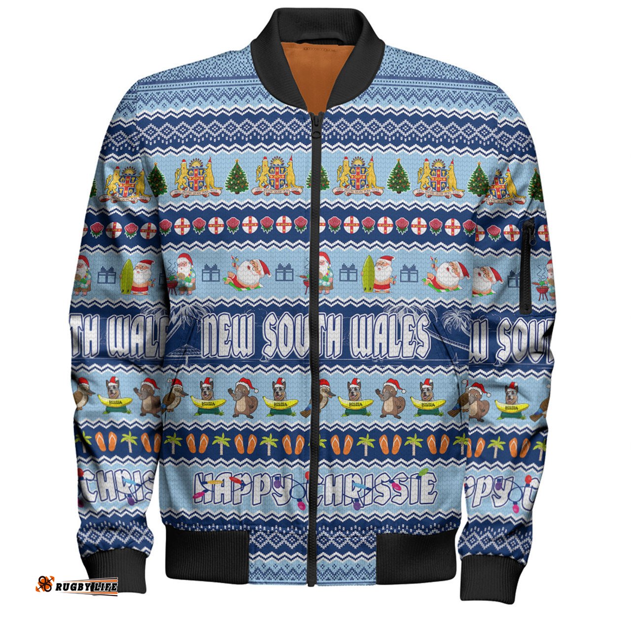 Amazing Aussie New South Wales Christmas Custom Happy Chrissie Ugly Style Bomber Jacket