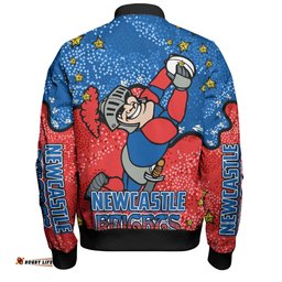 Amazing Aussie Newcastle Knights Custom Team With Dot And Star Patterns For Tough Fan Bomber Jacket
