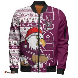Amazing Aussie Manly Warringah Sea Eagles Merry Ugly Xmas Nordic Pattern Style Bomber Jacket
