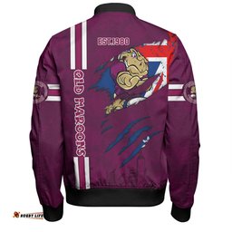 Amazing Aussie Queensland Maroons Happy Australia Day Flag Scratch Style Bomber Jacket
