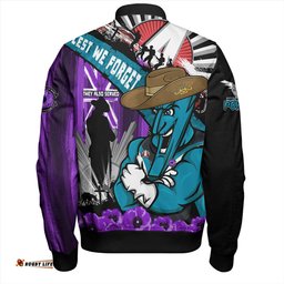 Amazing Aussie Port Adelaide ANZAC Day Honor Purple Valor And Spirit Bomber Jacket