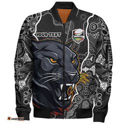 Amazing Aussie Penrith Panthers Grand Final Custom Custom Penrith Panthers With Contemporary Style Of Aboriginal Painting Bomber Jacket